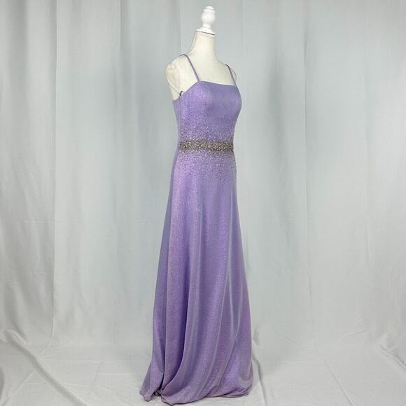 Cassandra Stone Sparkly Strappy Purple Silver Maxi Dress New With Tags Size 8 - Picture 2 of 6